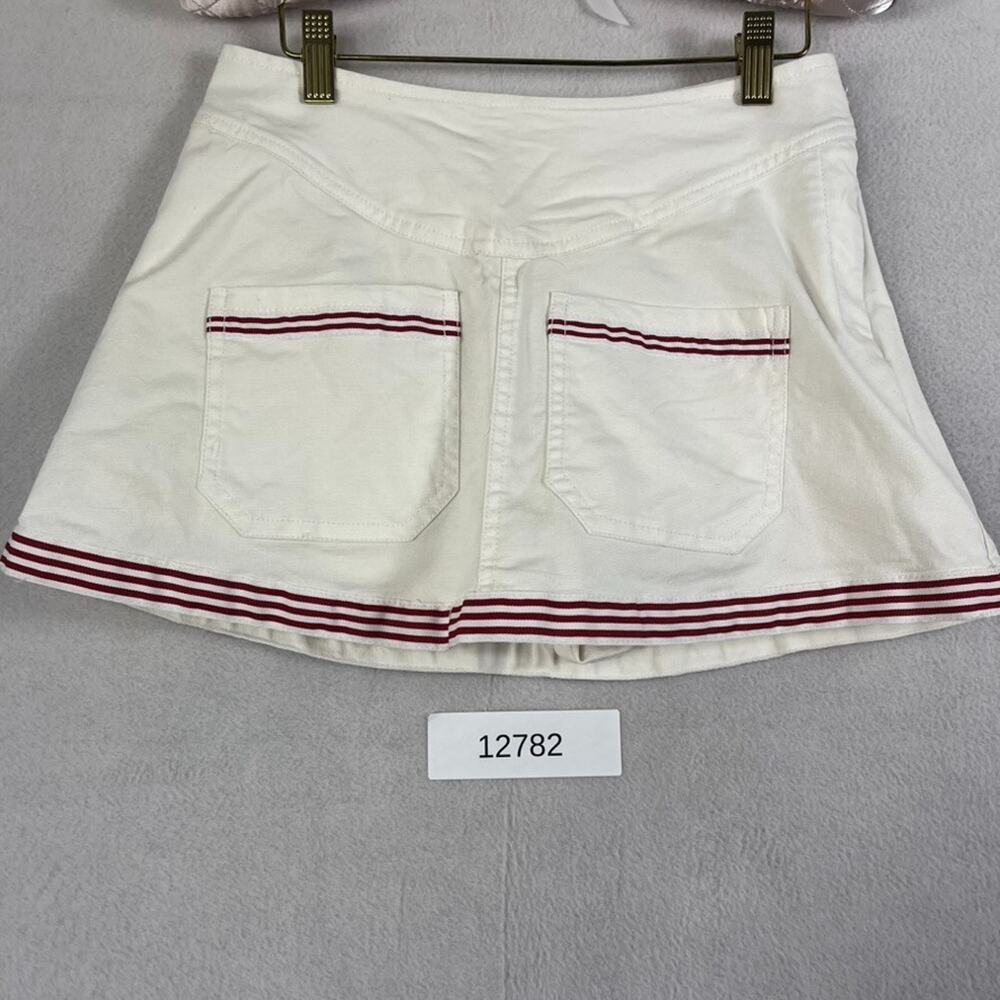 Pilcro Marseille Skort Size 26 White Contrasting Red Stripes Along Hem - Picture 11 of 13